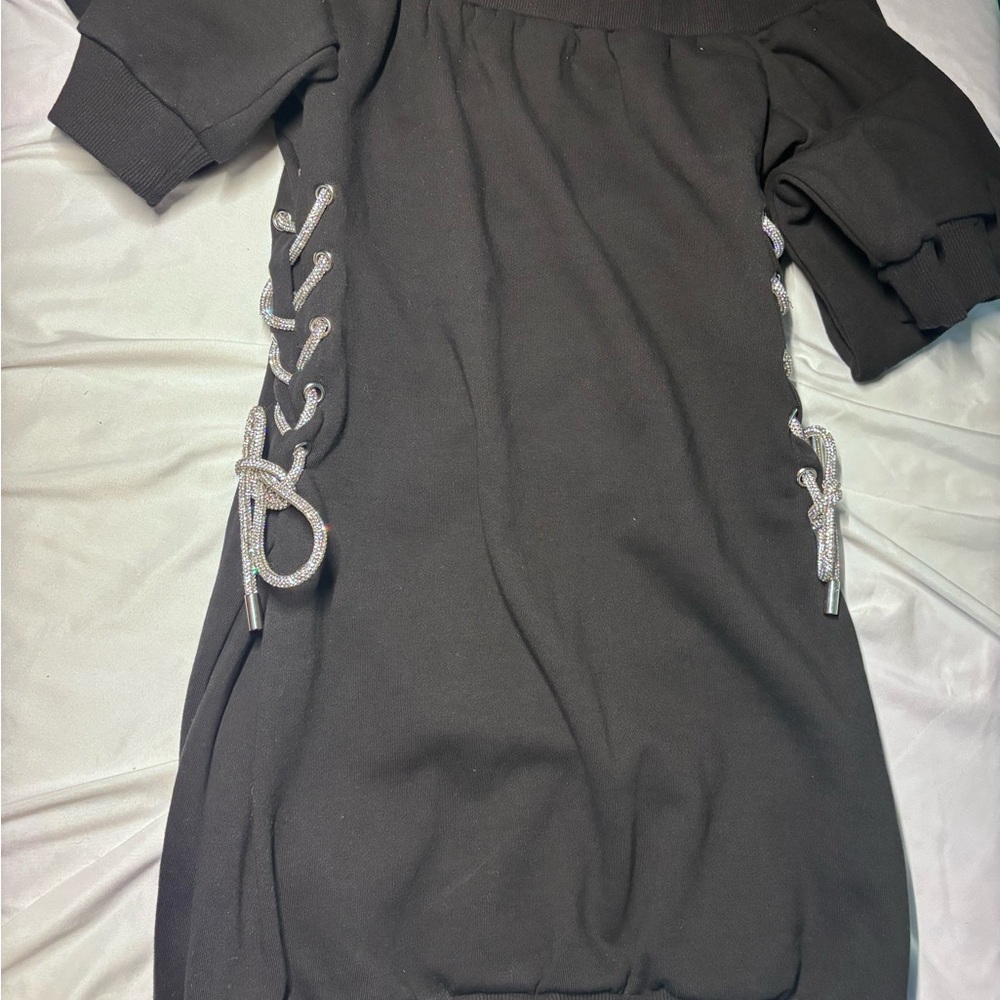 AKIRA Black Long Sleeve Dress with Silver Lace-Up